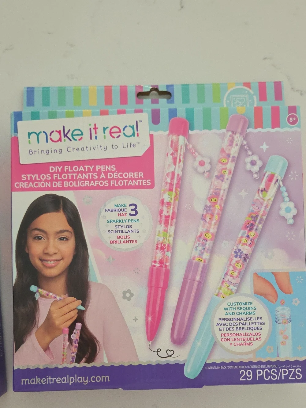 Kids DIY Floaty Pens - Pink & Purple Set Of 2 Makes 6 Pens